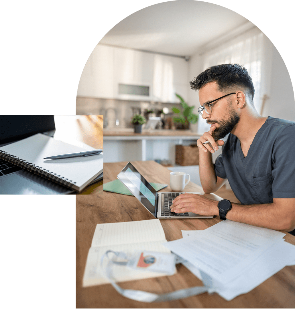 Person focused on computer work